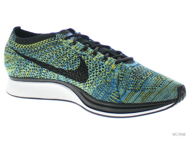 【US11.5】 NIKE FLYKNIT RACER “BLUE GLOW YELLOW STRIKE” 526628-405 【DS】