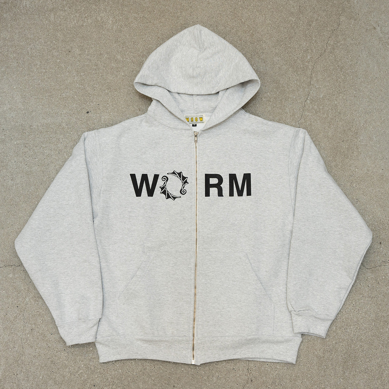 WORM LOGO Zip-Up Hoodie Ash L