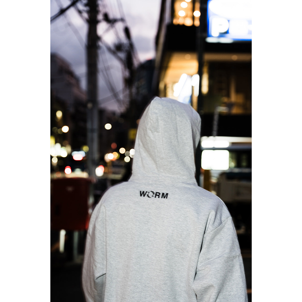 WORM LOGO Zip-Up Hoodie Ash XXL