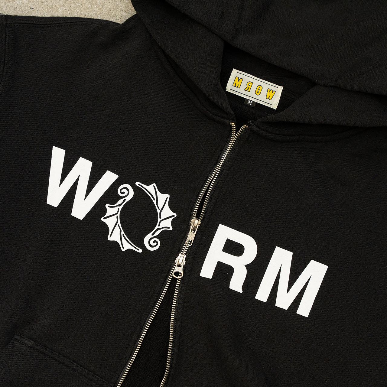 WORM LOGO Zip-Up Hoodie Black XXL