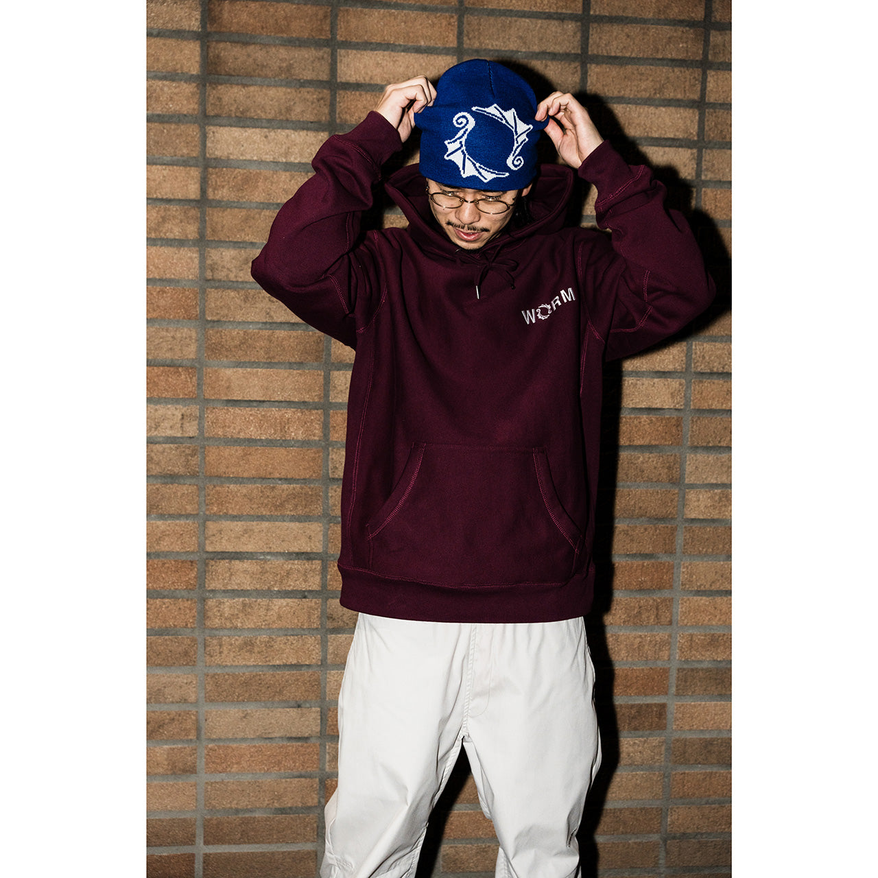 WORM Logo Hoodie Maroon M