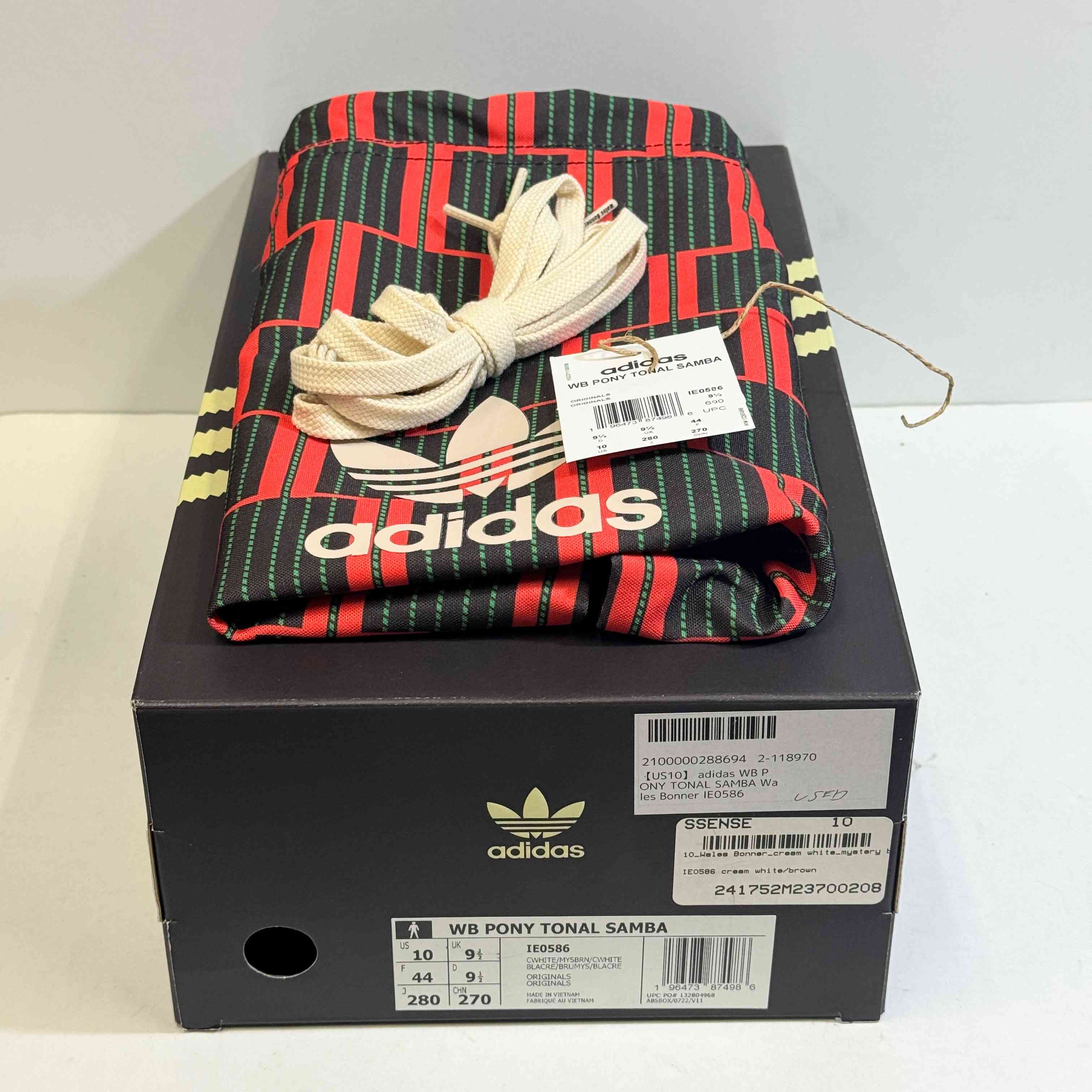 【US10】 adidas WB PONY TONAL SAMBA Wales Bonner IE0586 【USED】