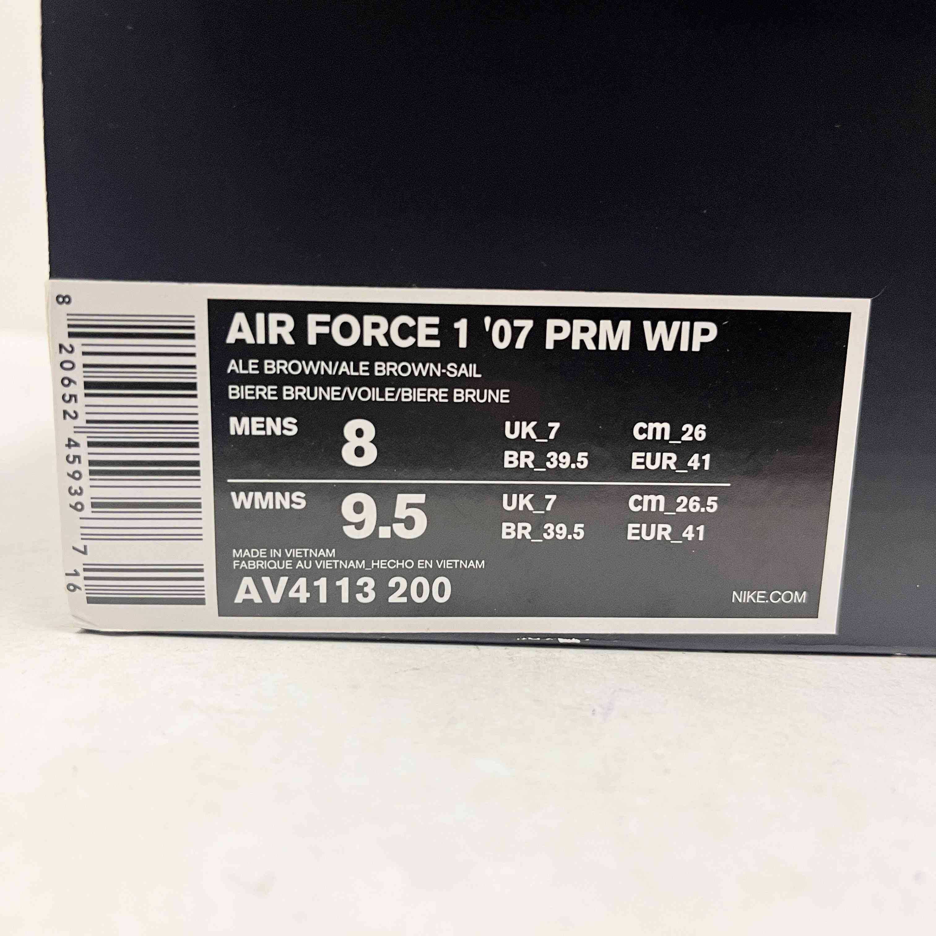 【US8】 NIKE AIR FORCE 1 07 PRM WIP AV4113-200 【USED】
