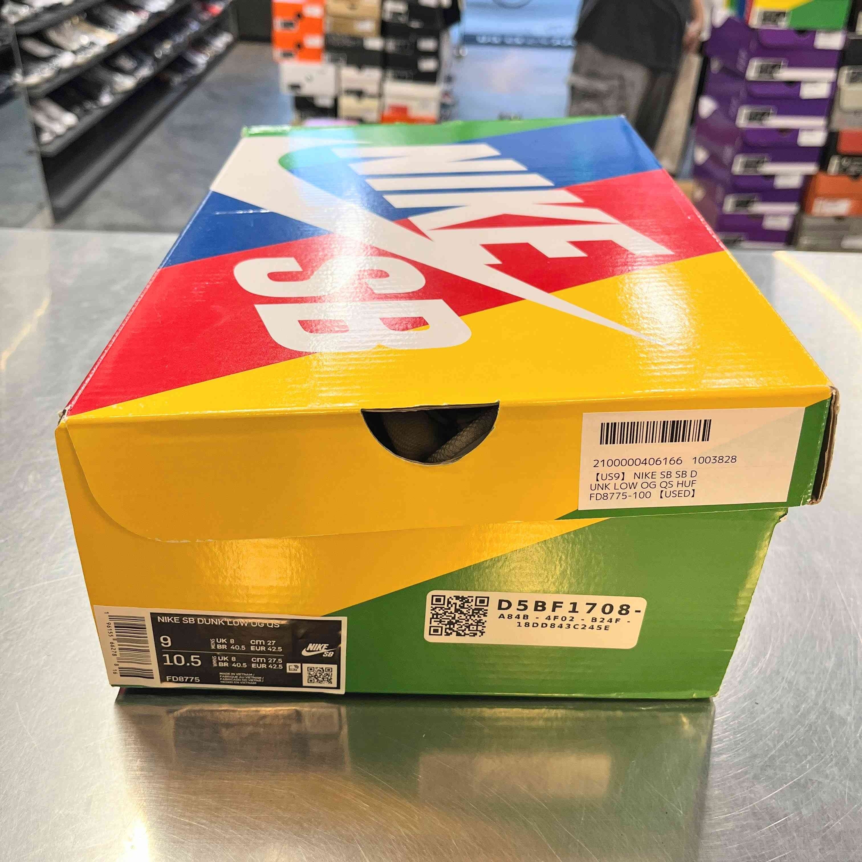 【US9】 NIKE SB SB DUNK LOW OG QS HUF FD8775-100 【USED】