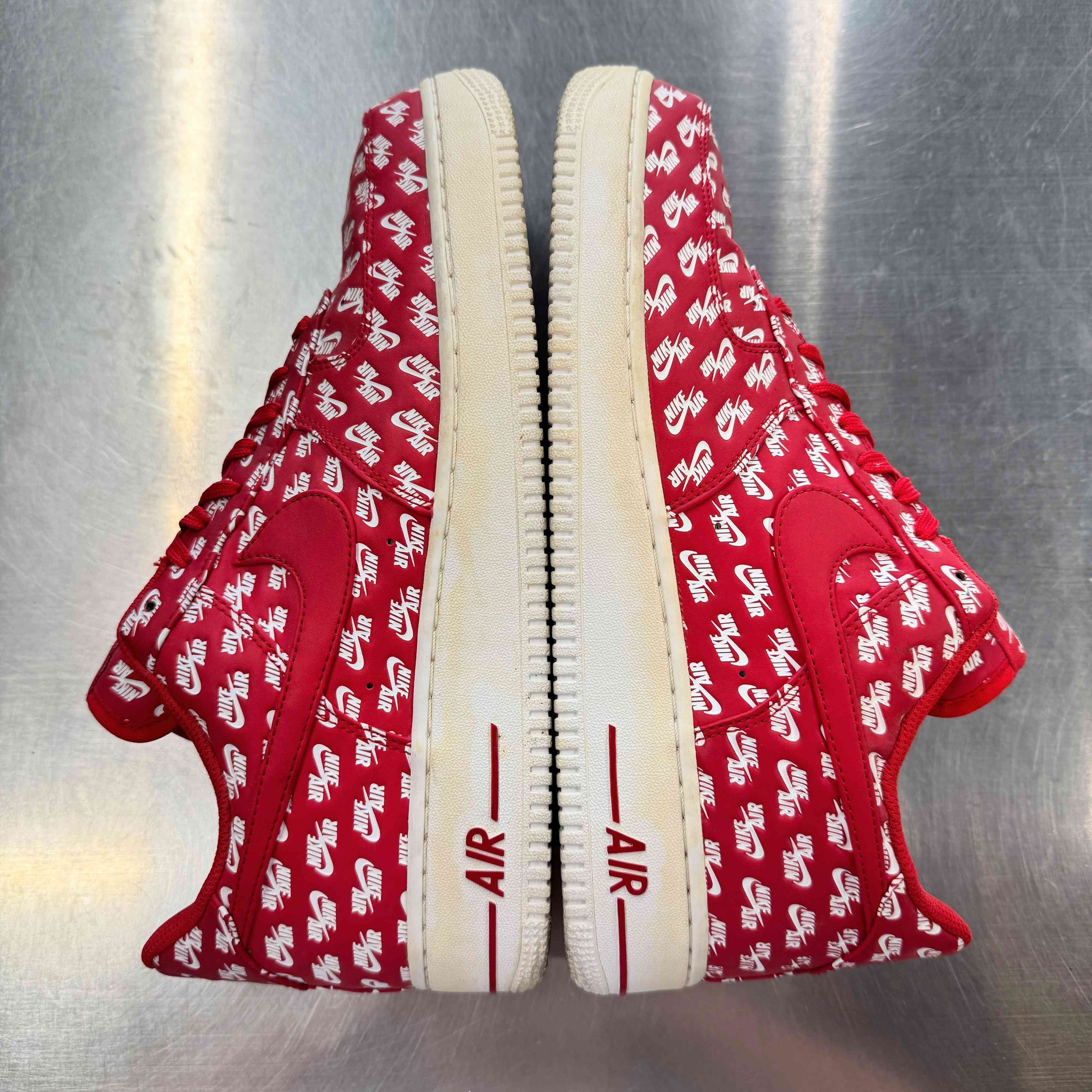 【US12】 NIKE AIR FORCE 1 LOW All Over Logo Red AH8462-600 【USED】
