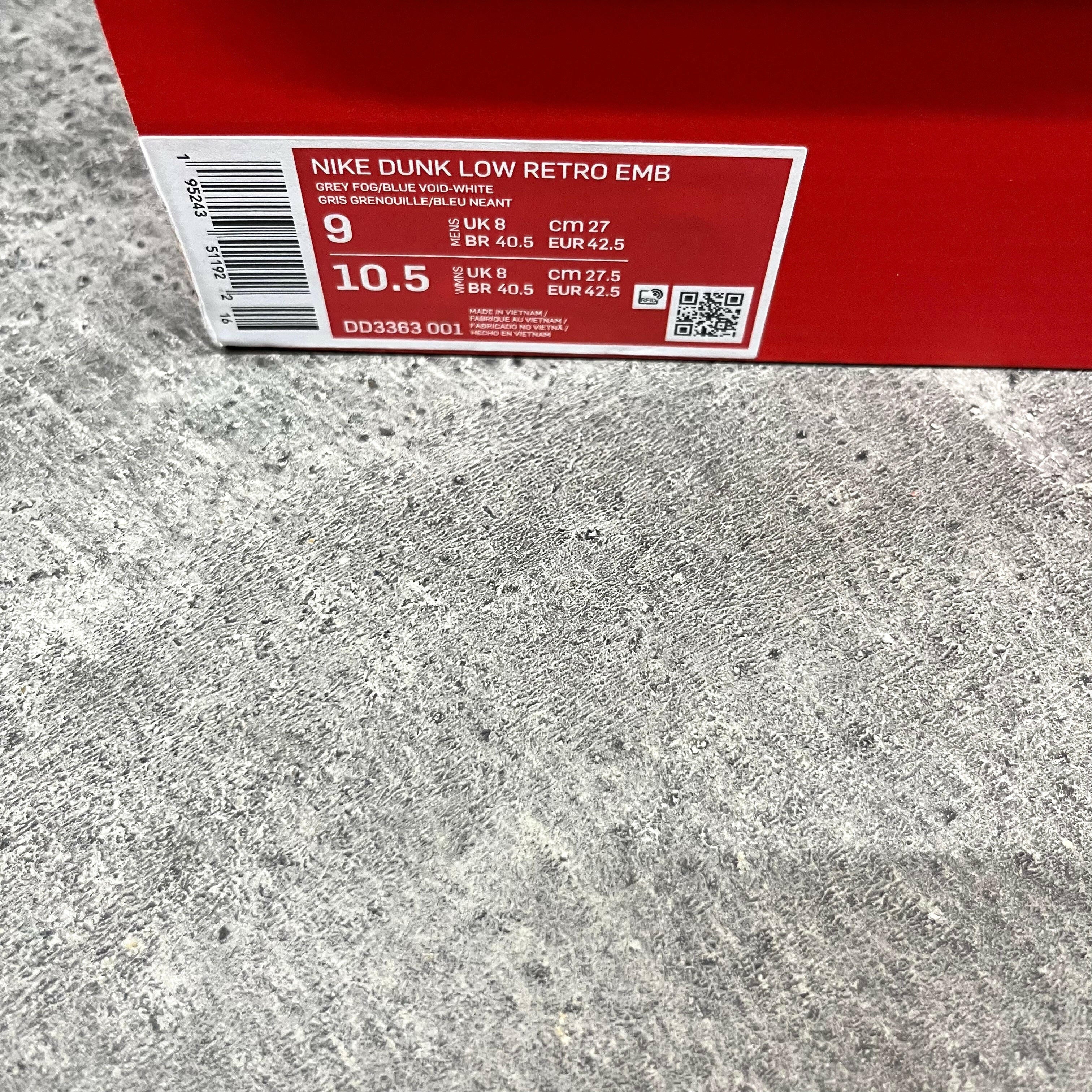 【US9】NIKE DUNK LOW RETRO EMB DD3363-001
