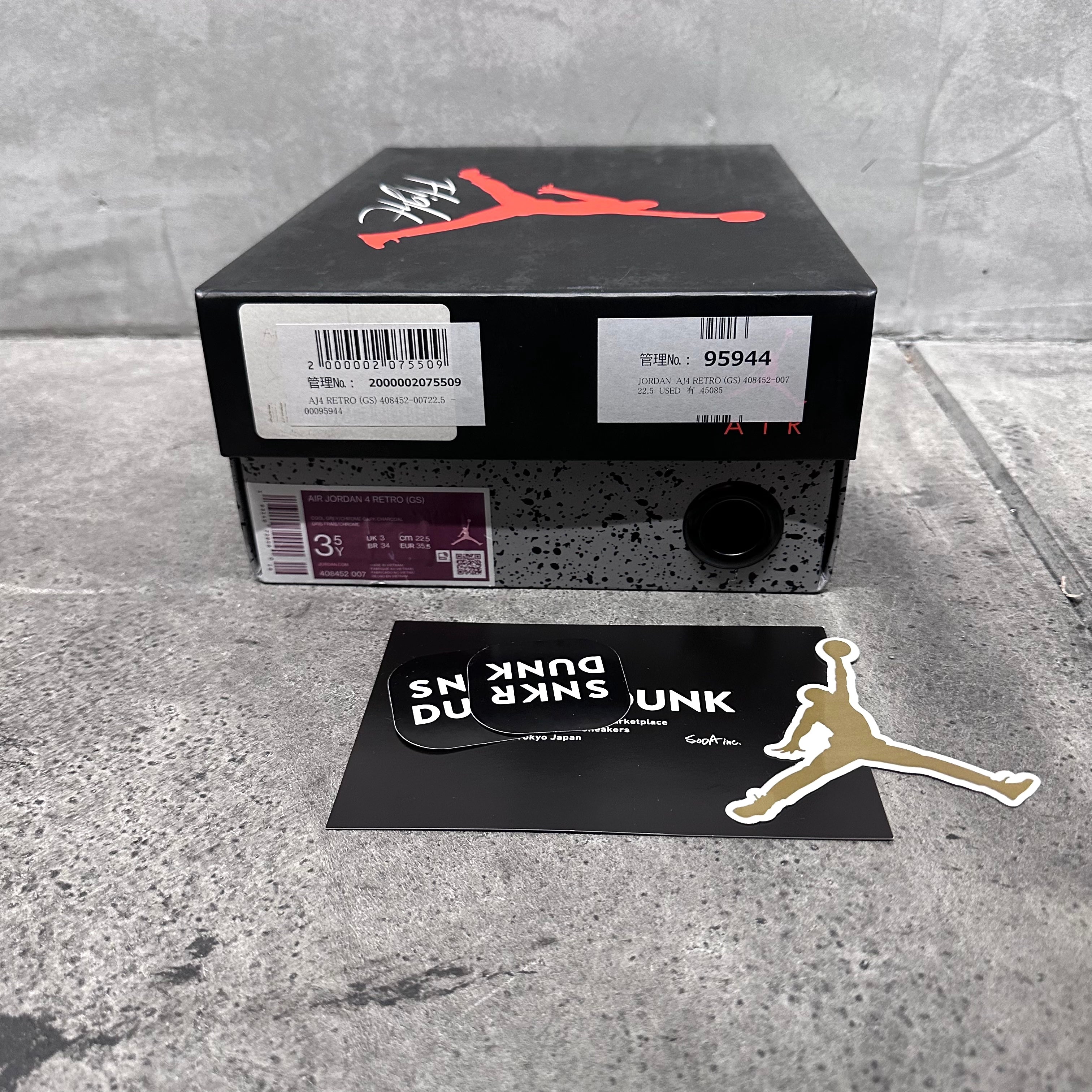 【US3.5Y/22.5cm】AIR JORDAN 4 RETRO GS "COOL GREY" 408452-007