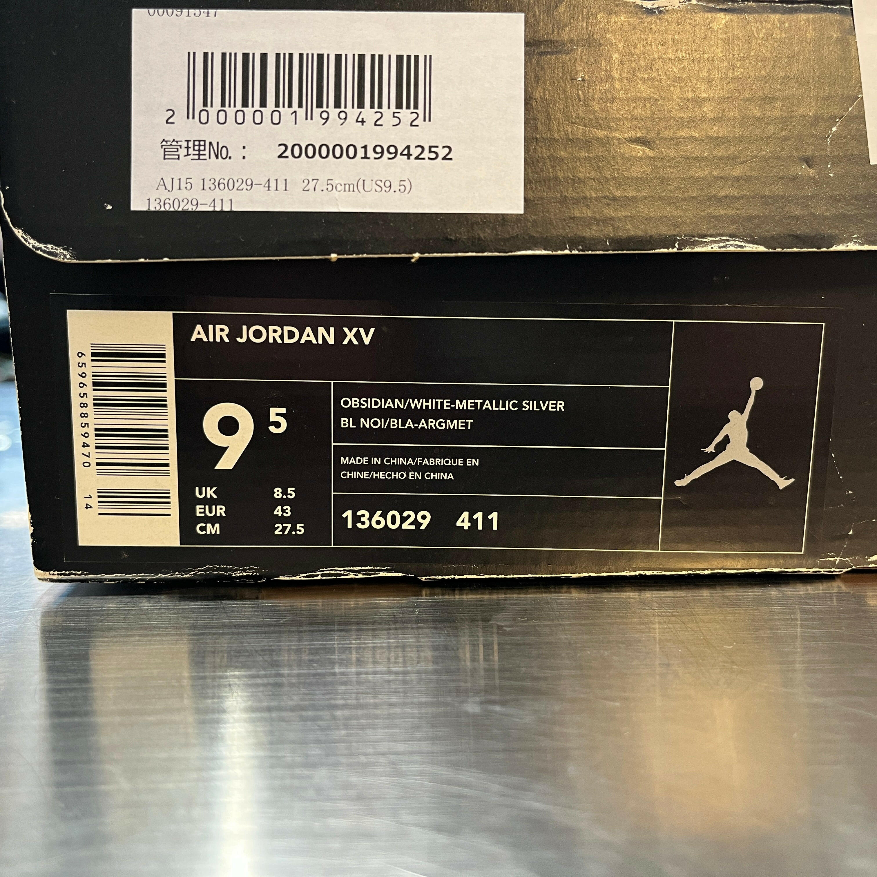 【US9.5】AIR JORDAN 15 OG "Obsidian 2000" 136029-411