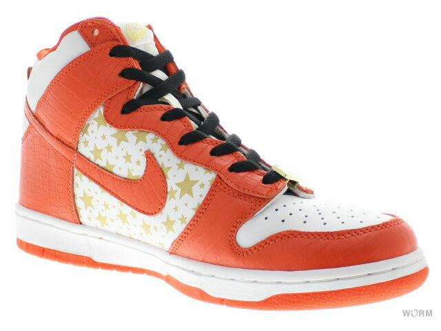 【US9.5】 NIKE SB DUNK HIGH PRO SB SUPREME ORANGE STARS 307385-181 【DS】