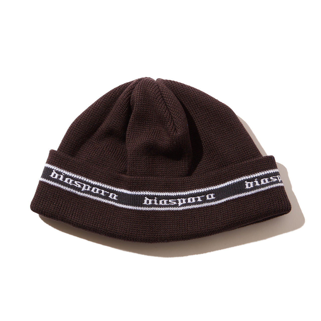 Diaspora skateboards Embroidered Lined Logo Beanie Brown