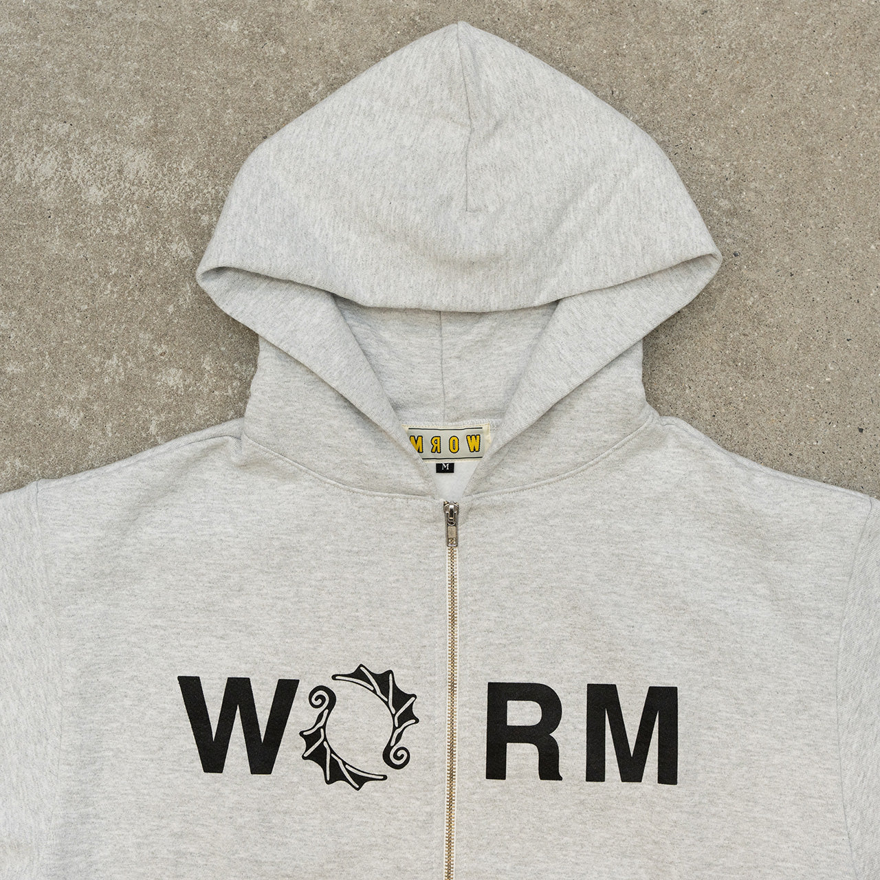 WORM LOGO Zip-Up Hoodie Ash XL