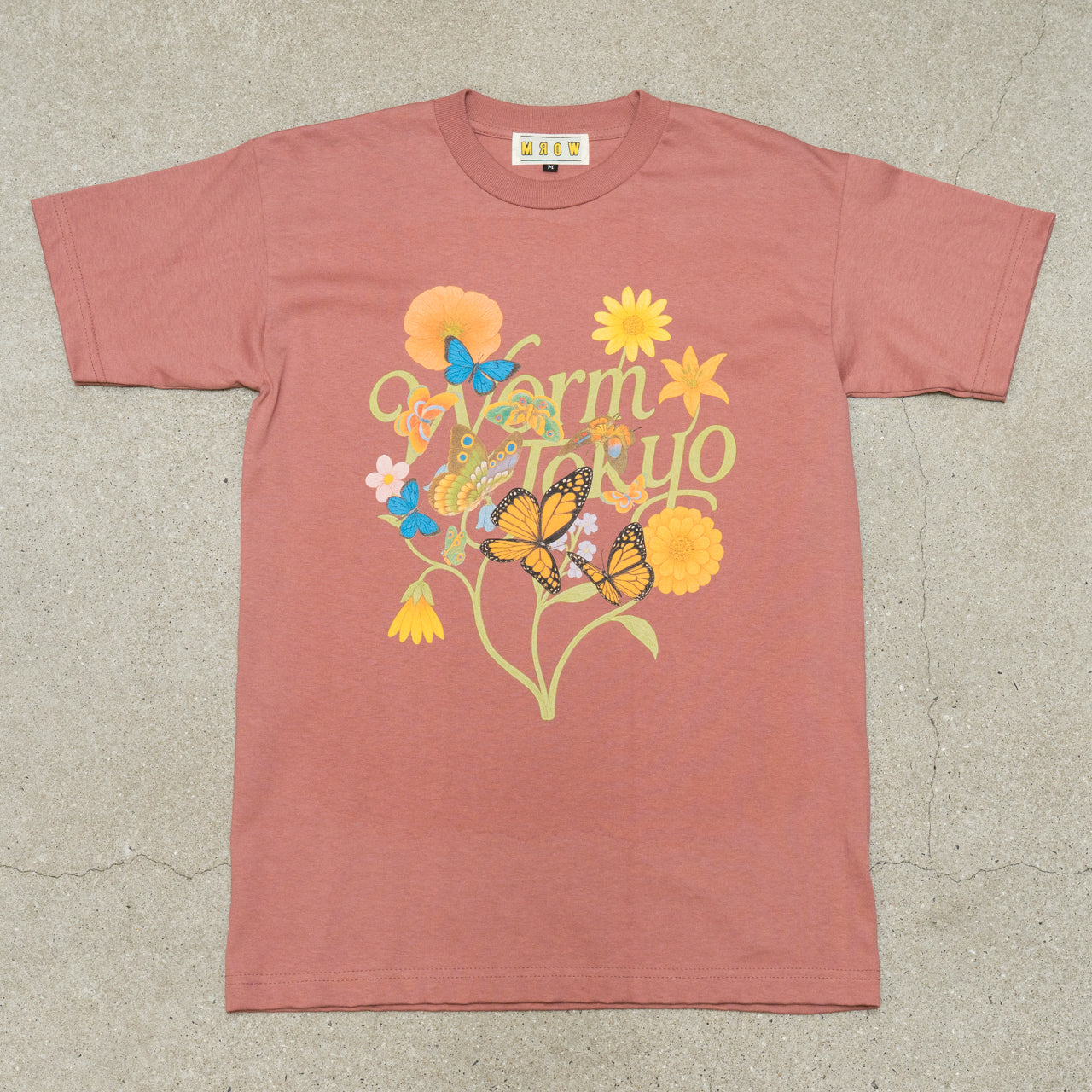 WORM T-shirt Botanical Logo Pink