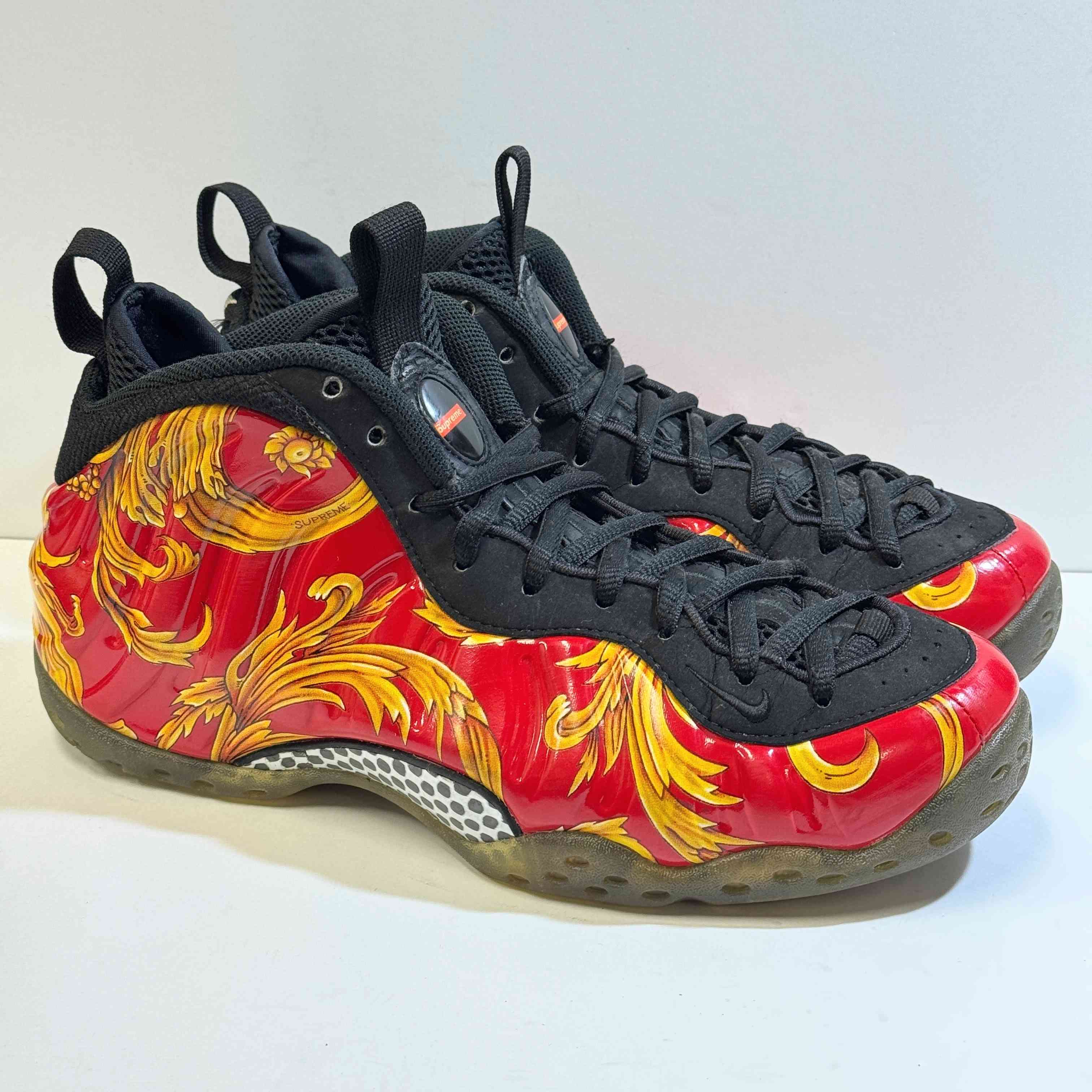 【US9.5】 NIKE AIR FOAMPOSITE 1 SUPREME SP SUPREME 652792-600 【USED】 箱無