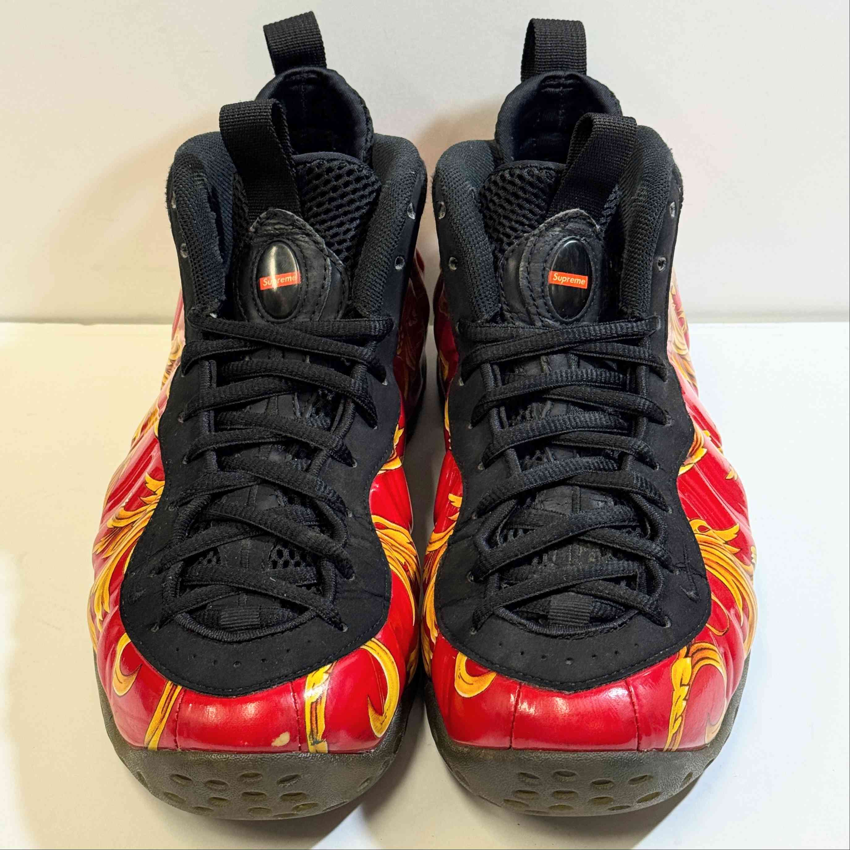 【US9.5】 NIKE AIR FOAMPOSITE 1 SUPREME SP SUPREME 652792-600 【USED】 箱無