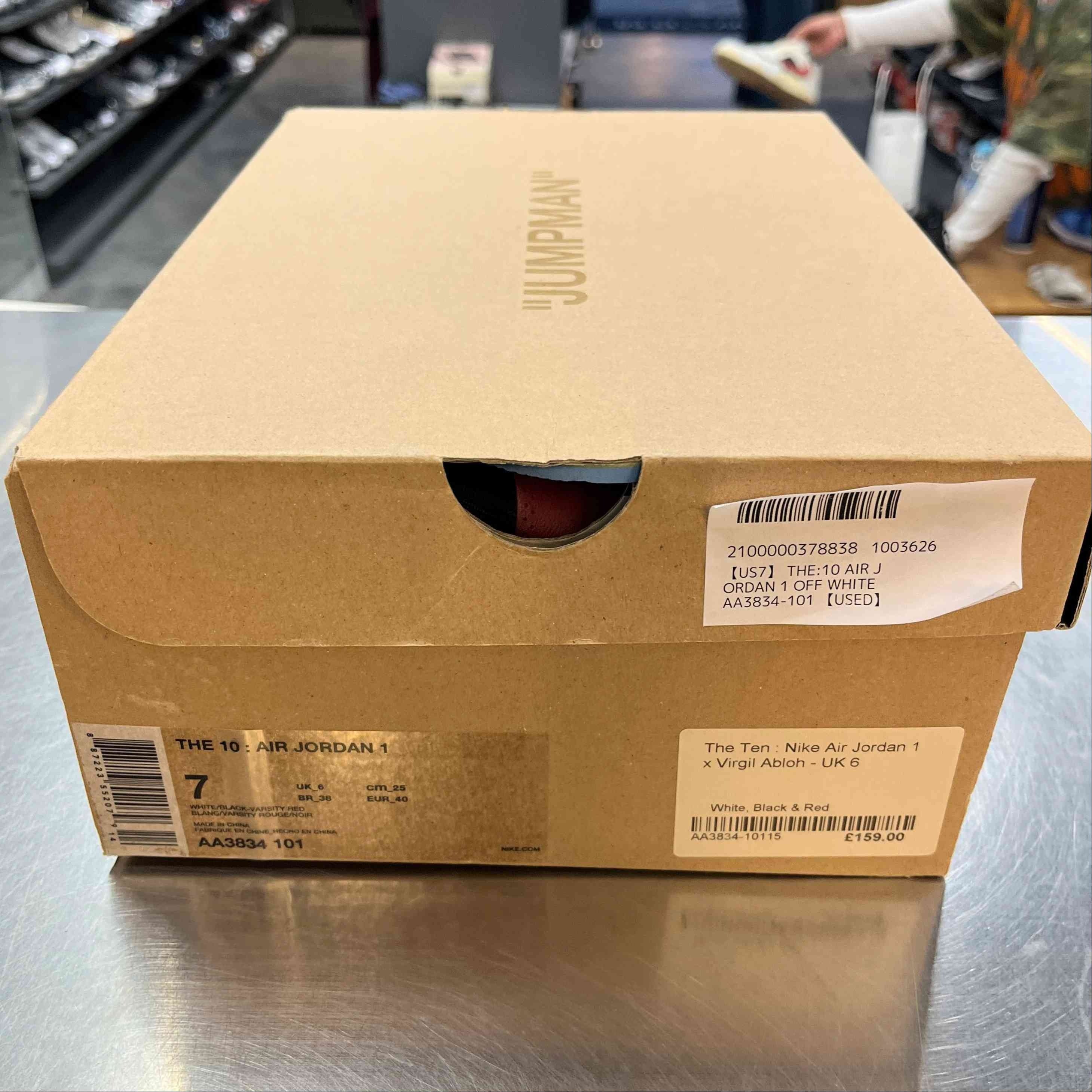 【US7】 THE:10 AIR JORDAN 1 OFF WHITE AA3834-101 【USED】