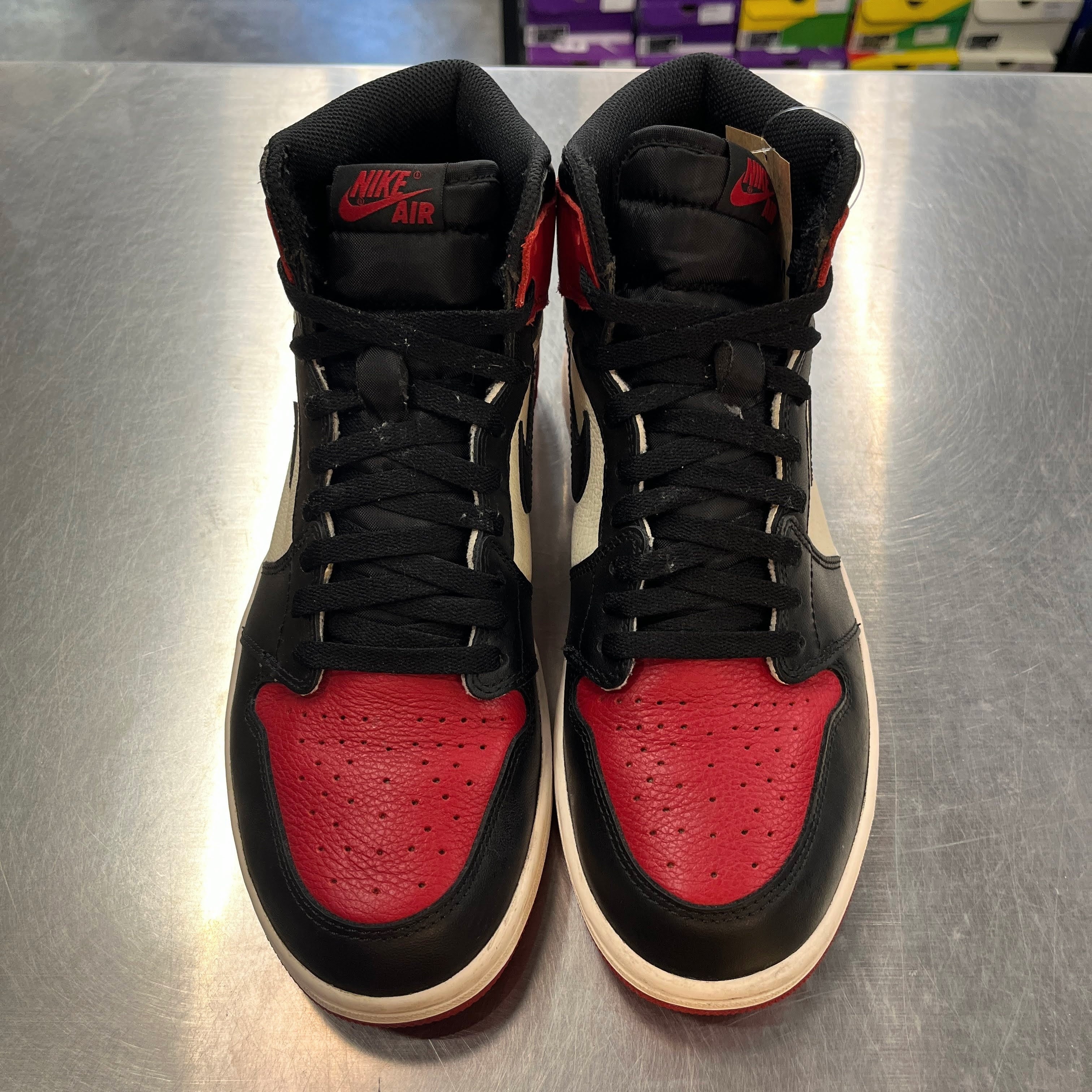 US10】 AIR JORDAN 1 RETRO HIGH OG BRED TOE 555088-610 【USED 