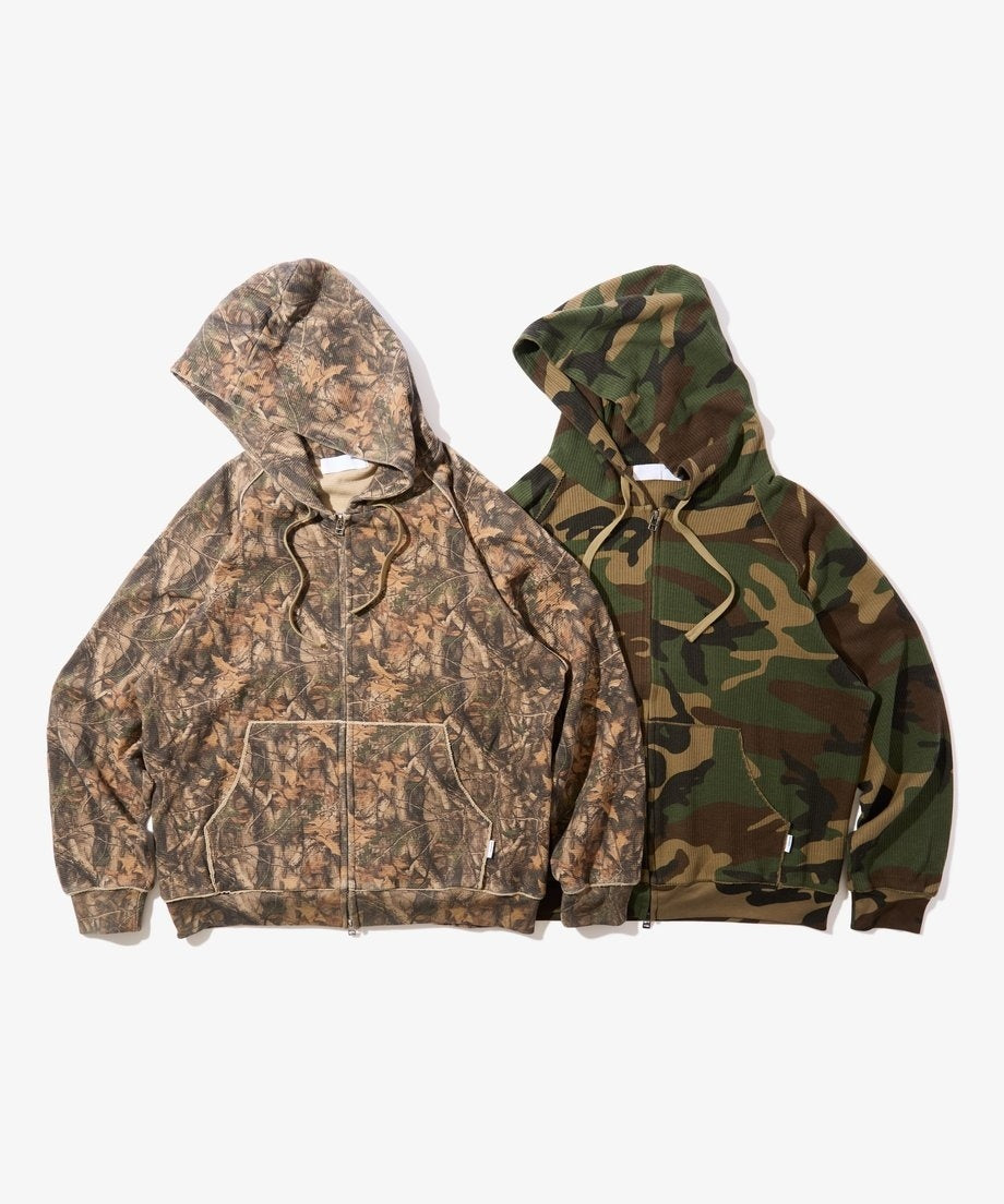 Diaspora skateboards Dry Waffle Full Zip Hoodie Woodland Camo M