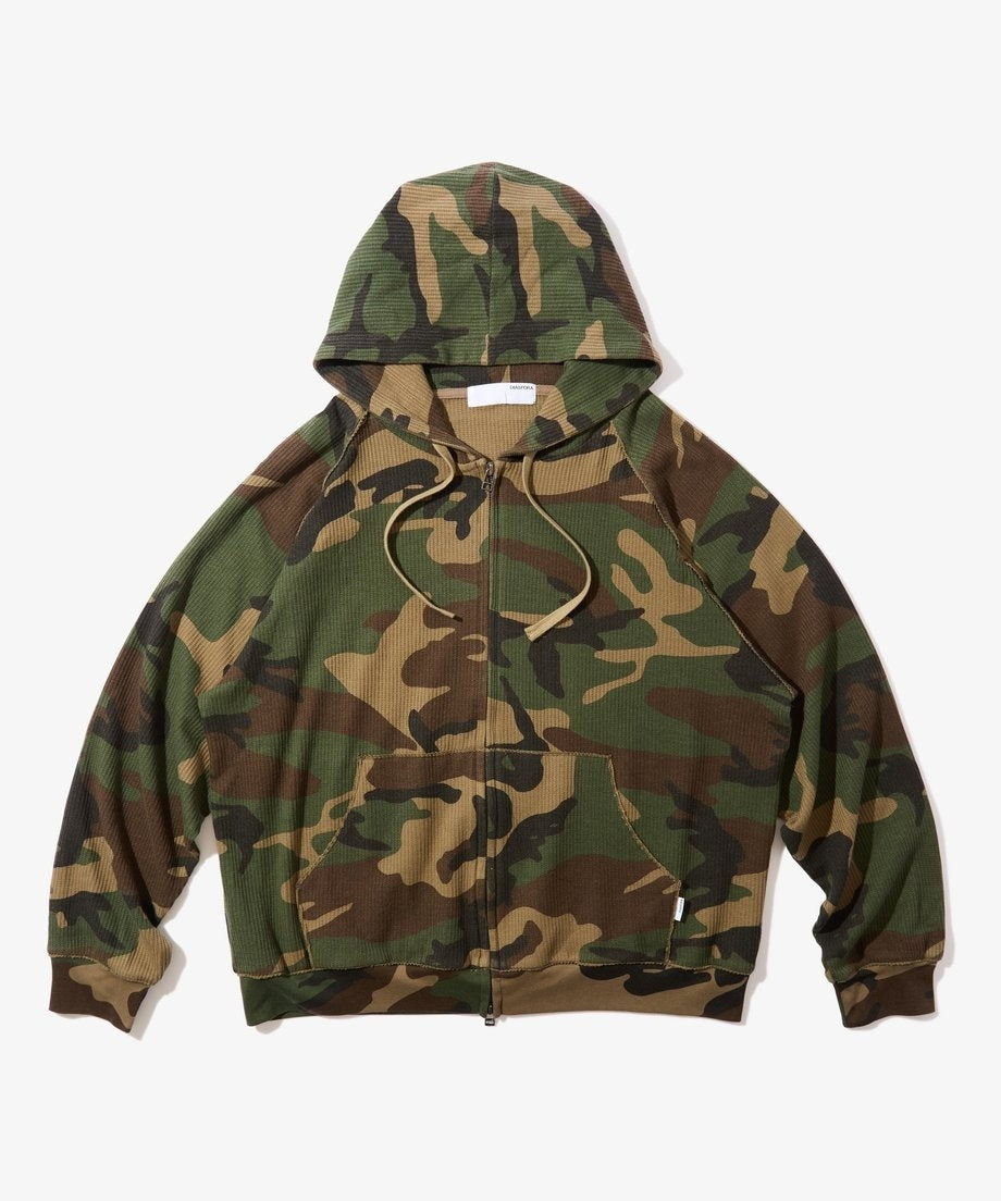 Diaspora skateboards Dry Waffle Full Zip Hoodie Woodland Camo L