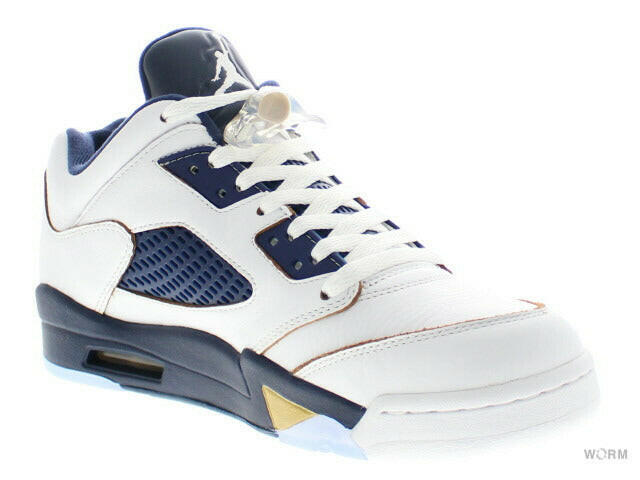 AIR JORDAN 5 RETRO LOW 819171-135 white/mtlc gold star-mid navy Air Jordan 5 [DS]